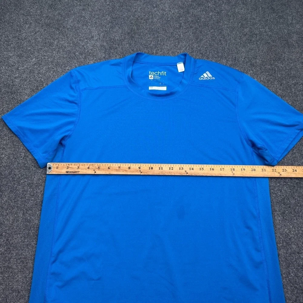 adidas techfit climalite T Shirt Mens Size Large Blue Athleisure‎ Crew Neck